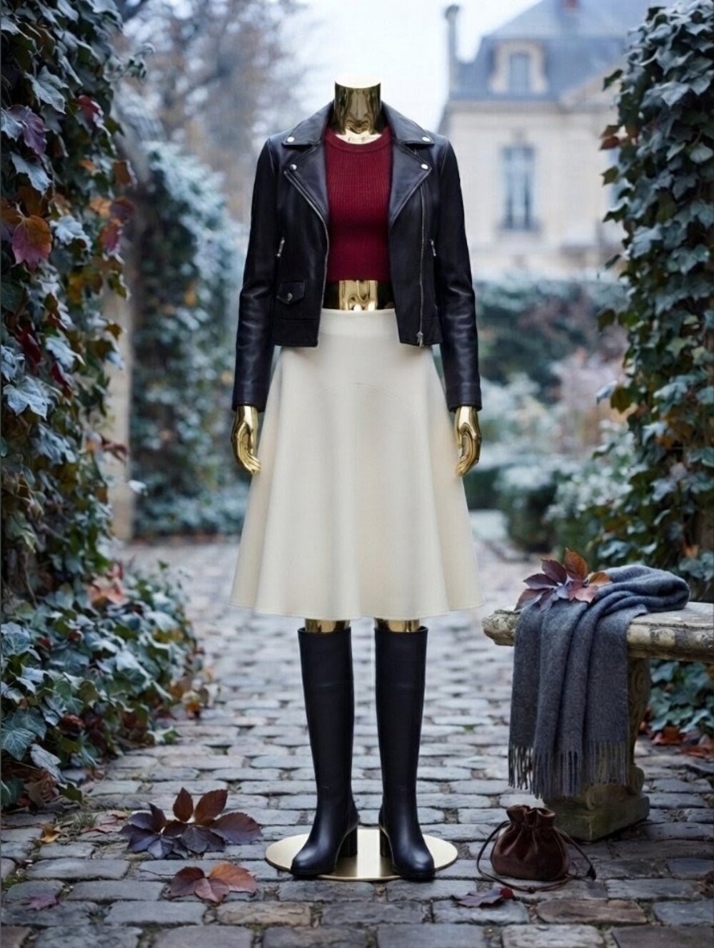 Women's Cream Circle Skirt with Flare